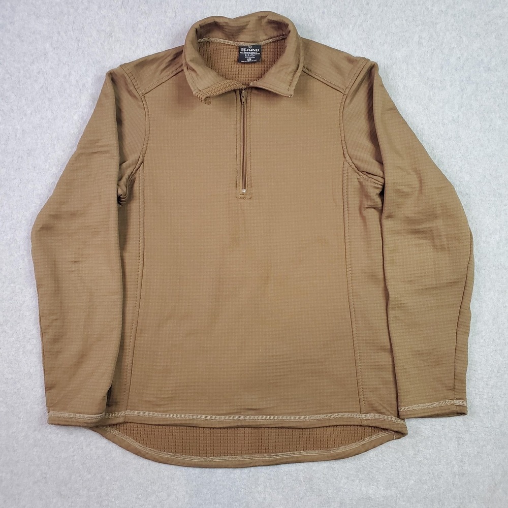 Beyond Clothing Sweater Men's Med Brown Fleece Quarter Zip CLS PCU Made USA